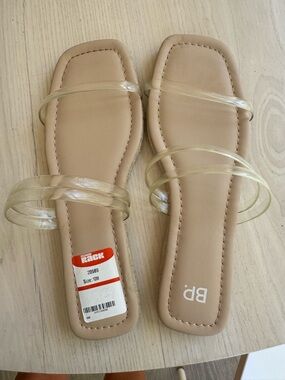 bp Tan Slide Sandals with Clear Straps